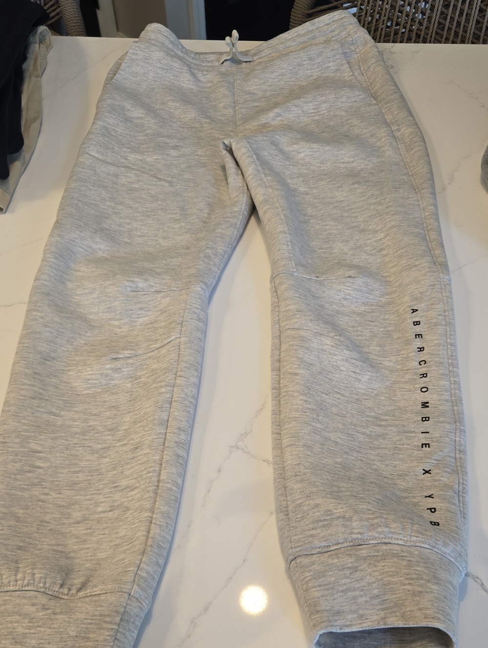 Abercrombie & Fitch Light Heather Gray Kids Joggers with Side Logo